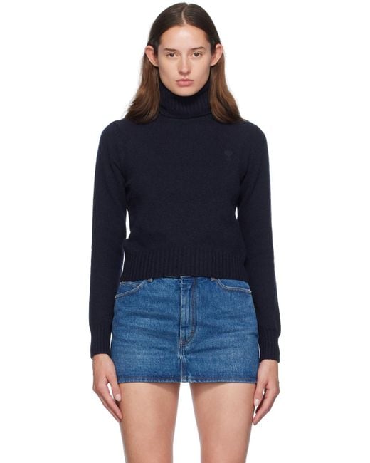 AMI Black Cashmere Ami De Cœur Turtleneck