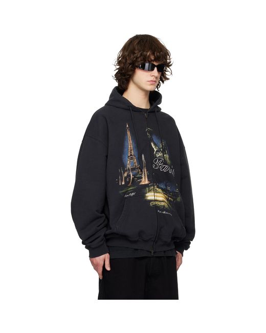 Vetements Blue 'Paris' Tourist Zip-Up Hoodie for men