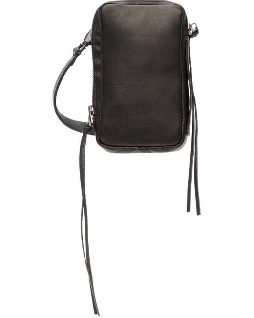 The Viridi-anne Black Leather Neck Pouch for men