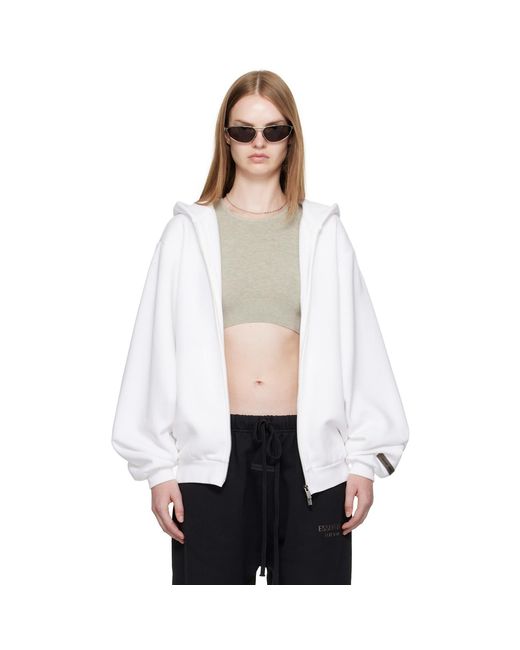 Fear Of God White 90S Fleece Zip-Up Hoodie