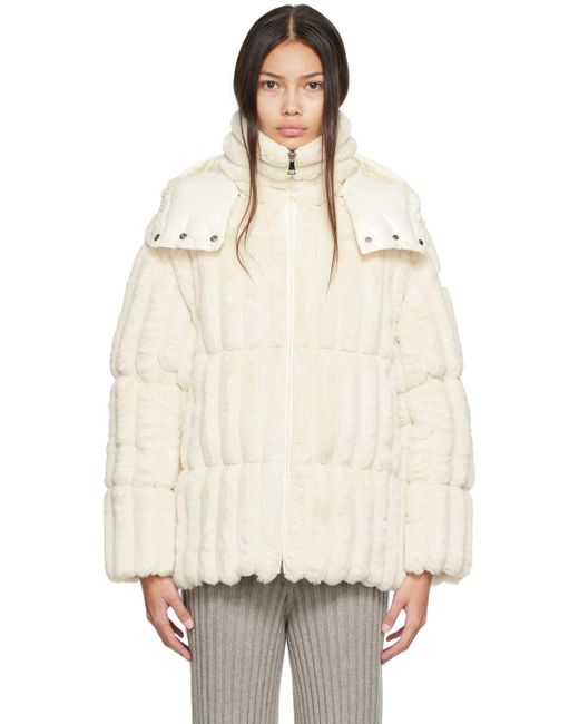 Moncler ホワイト Fare フェイクファー ダウンジャケット Natural