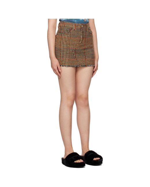Stella McCartney Multicolor Brown Check Miniskirt