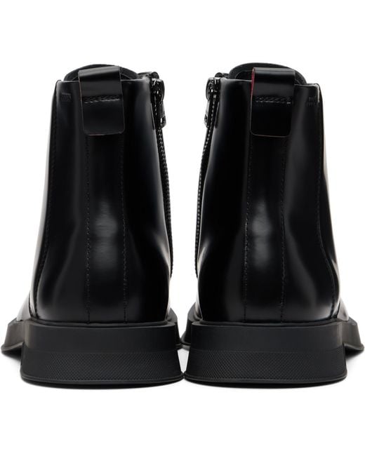 HUGO Black Leather Boots for men