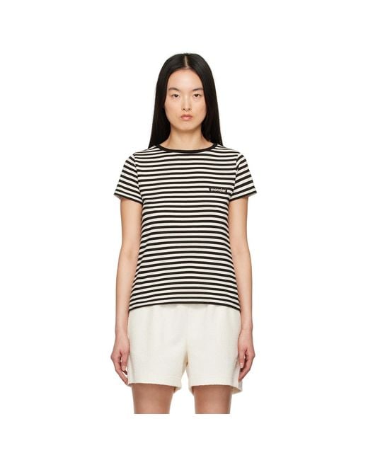 Moncler Black Off- & Striped T-Shirt