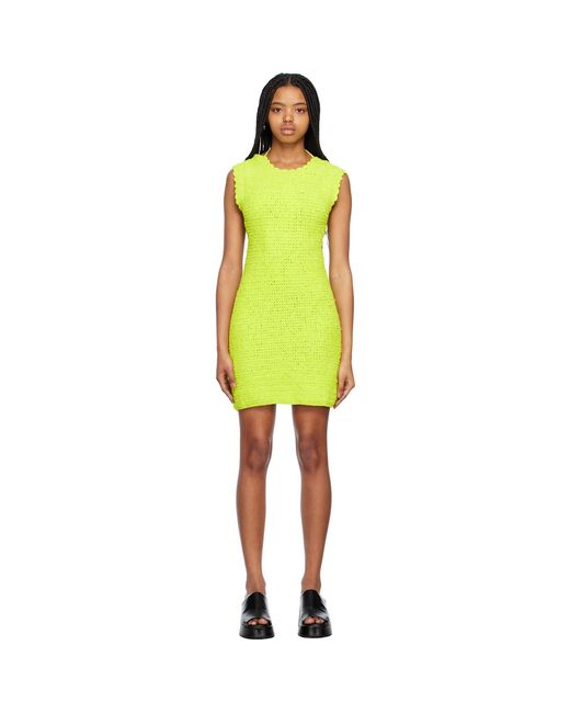 Ganni Yellow Green Open Back Minidress