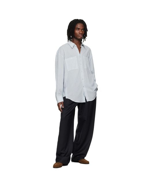 Wooyoungmi Black Wool Stripe Wide Trousers for men