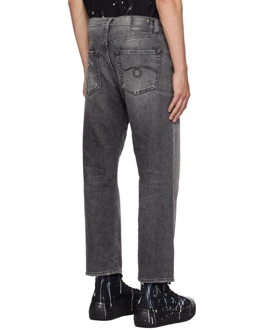 R13 Black Gray Boyfriend Jeans for men