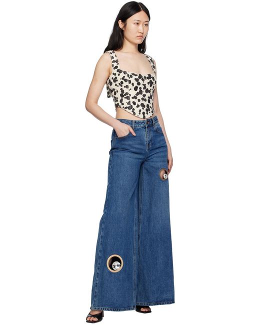 Débardeur blanc cassé en denim à motif dalmatien Area en coloris Black