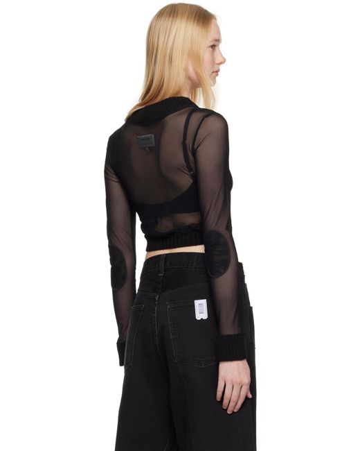 MM6 by Maison Martin Margiela ブラック Elastic Jersey Mesh 長袖 カーディガン Black