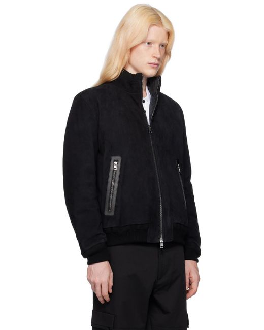Moncler Black Fayal Leather Jacket & Down Vest Set for men