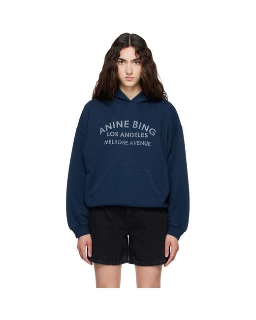 Anine Bing Blue Harvey 'Melrose' Stencil Hoodie