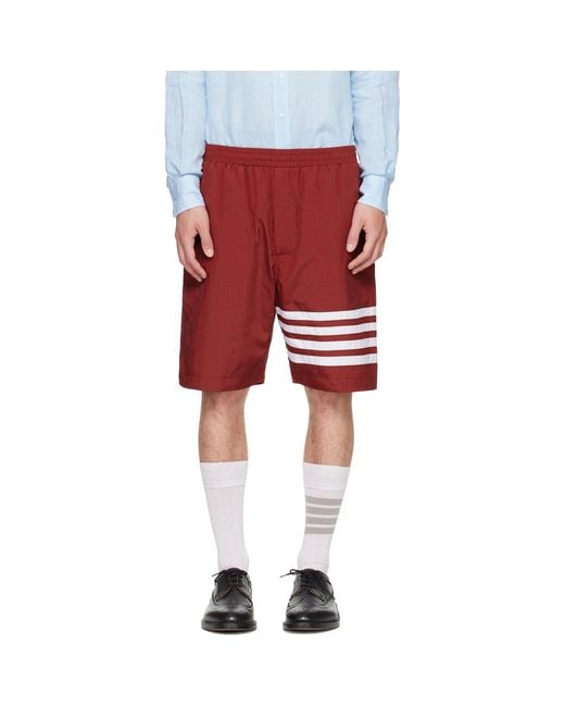 Thom Browne Red Thom E Ripstop 4-bar Track Shorts for men