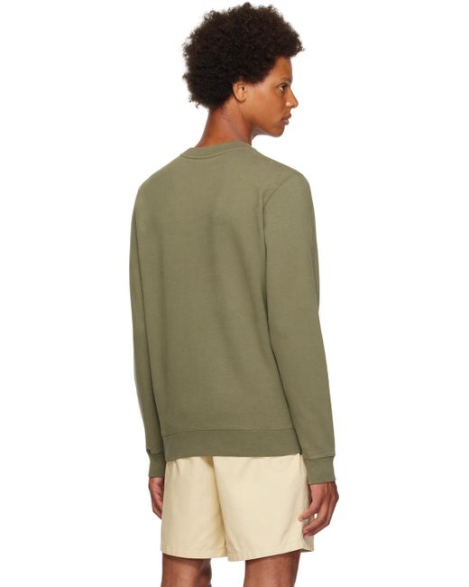 Sunspel Green Khaki V-stitch Sweatshirt for men