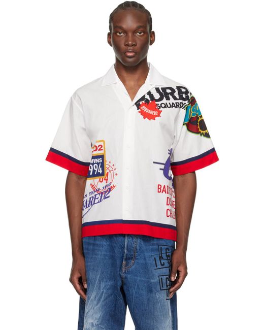 DSquared² Red White Printed Shirt for men