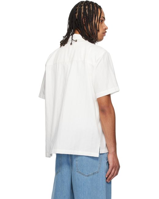 メンズ DUNST ホワイト ジャカード カラー シャツ White