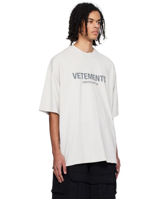 Vetements White Gray 'limited Edition' T-shirt for men