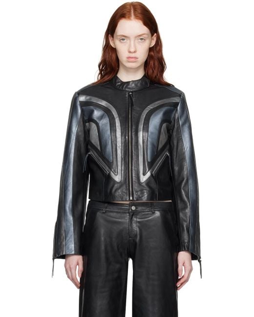Miaou Black & Gray Sophie Leather Jacket