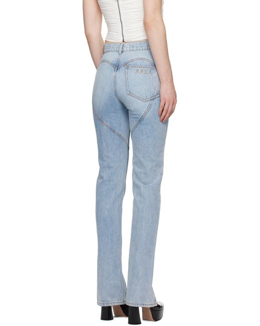 Jean Bleu À Broche Florale Et À Glissière Aux Revers Area en coloris Blue