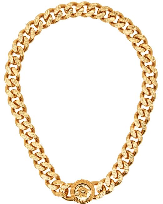 Versace Metallic Gold Medusa Chain Choker Necklace for men