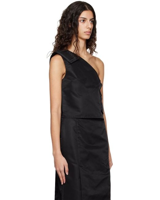 REMAIN Birger Christensen Black Single-shoulder Tank Top