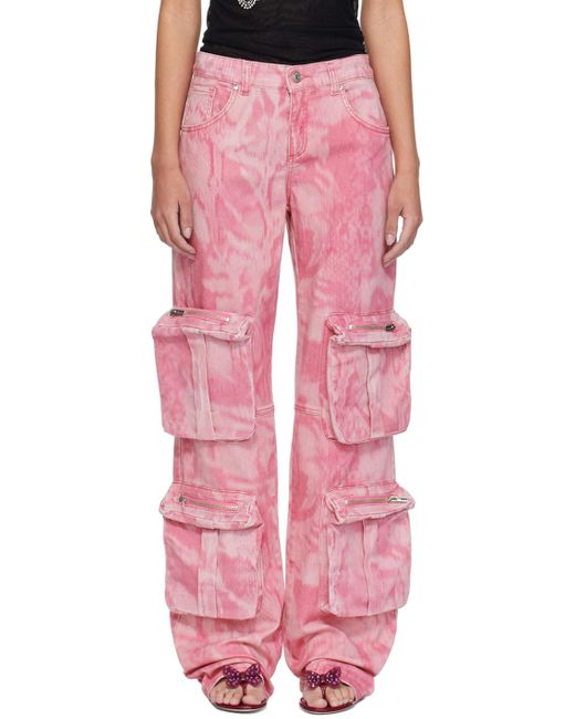 Pantalon cargo rose en denim à motif camouflage Blumarine en coloris Pink
