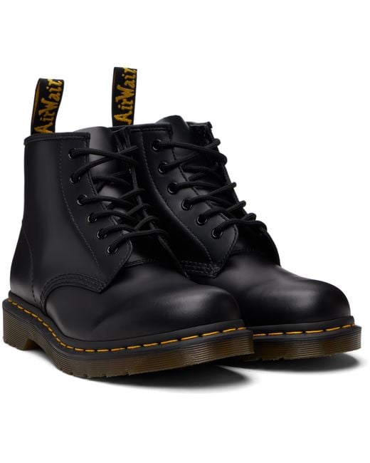 Dr. Martens Black 101 Stitch Smooth Leather Ankle Boots for men