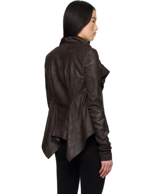 Rick Owens ブラウン Hollywood Naska レザー バイカージャケット Black