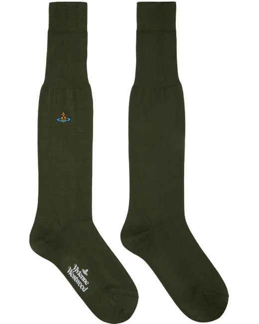 Vivienne Westwood Green Khaki Plain Socks