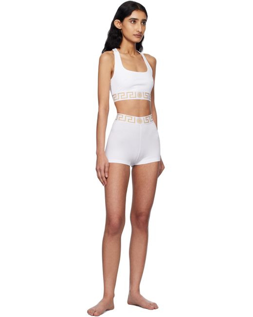 Versace White Greca Border Boy Shorts
