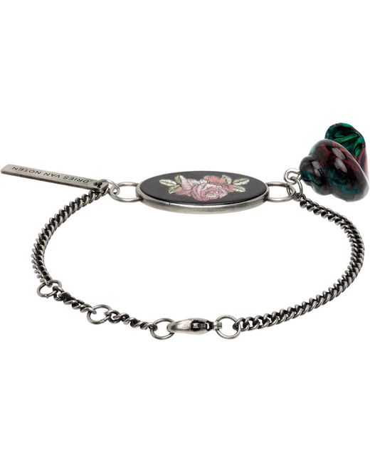 Dries Van Noten Black Chain Charm Bracelet for men