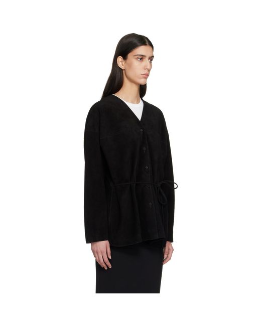 LE17SEPTEMBRE Black Collarless Suede Jacket