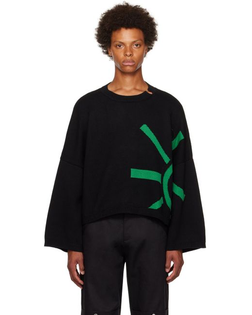 Spencer Badu Black Intarsia Sweater for men