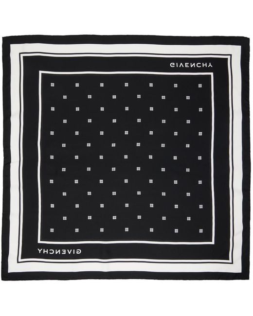 Givenchy Black & White Plumetis Print Square Scarf