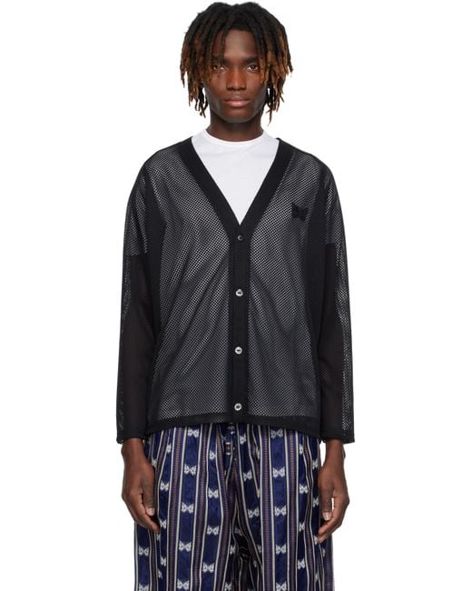 Needles Black Mesh Cardigan for men