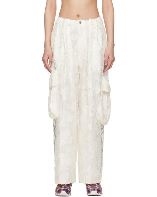 Collina Strada White Pleated Cargo Pants