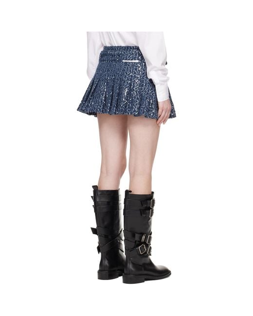 Charles Jeffrey Blue Pleated Rara Denim Miniskirt
