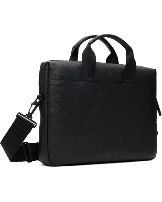 HUGO Black Stacked Logo Briefcase for men