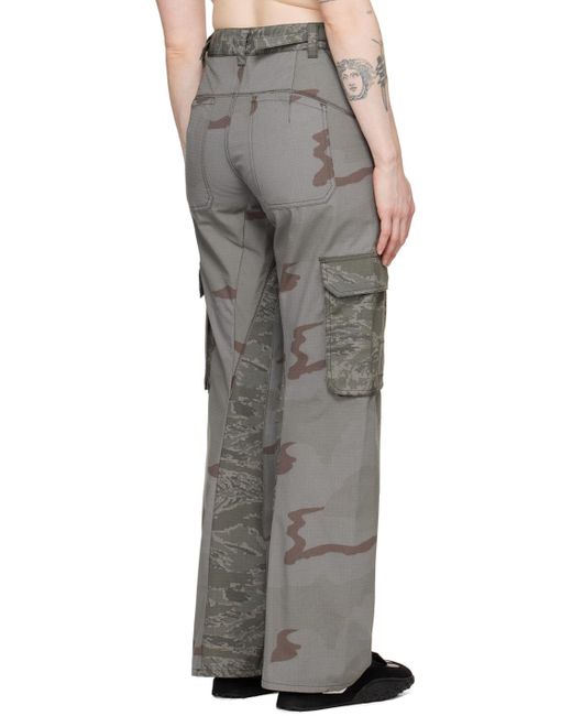 Pantalon gris en tissu antidéchirures suprarecyclé à motif camouflage MARINE SERRE en coloris Gray