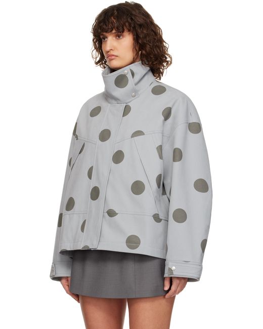 Blouson Surdimensionné Gris À Motif À Pois Imprimé C+plus Series en coloris Gray