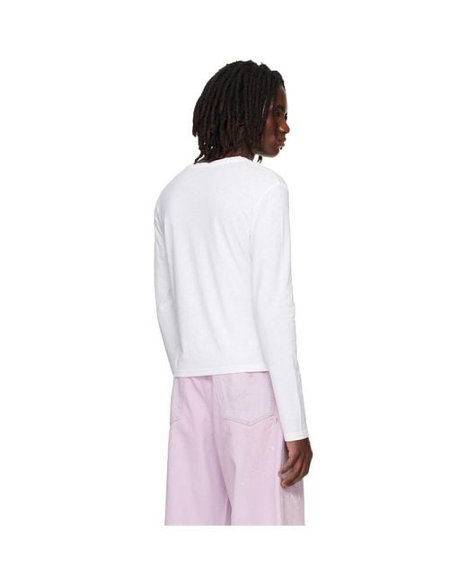 Acne White Off- Distressed Logo T-Shirt for men