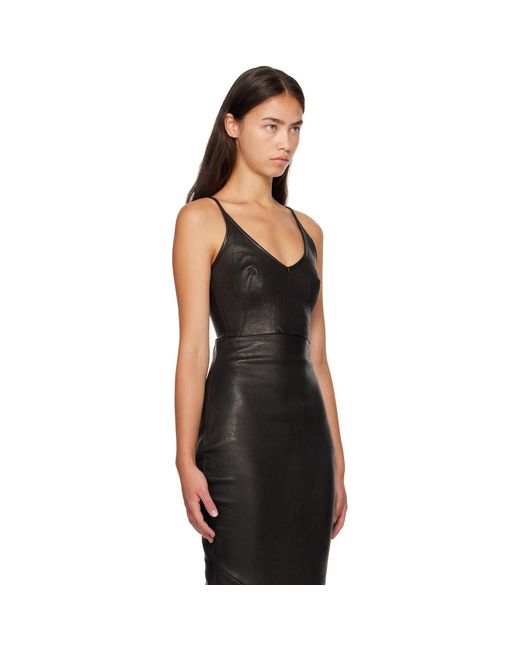 Rick Owens Black Tower Stretch Leather Top