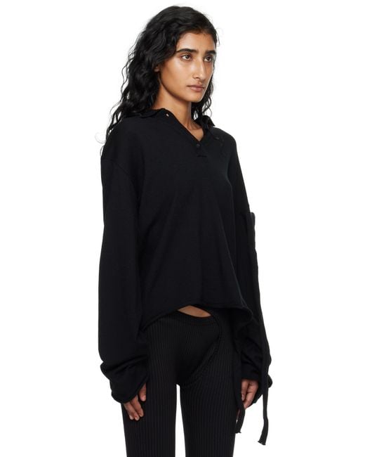 OTTOLINGER Black Deconstructed Knit Longsleeve Polo