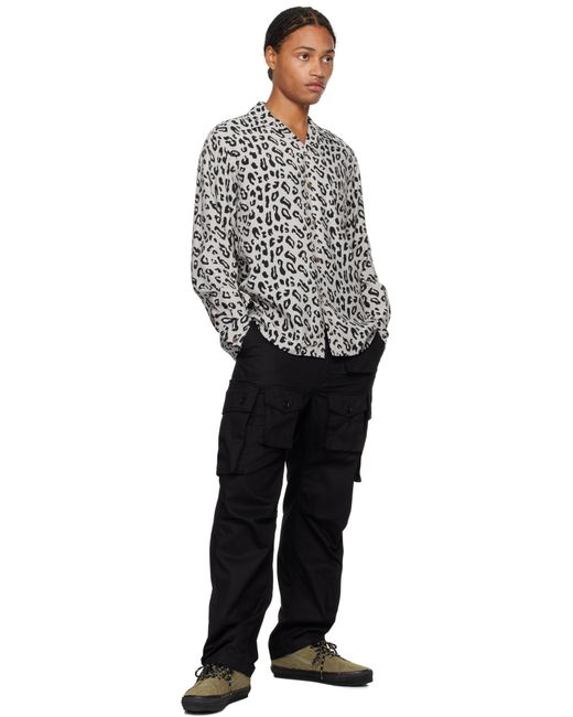 Wacko Maria Leopard Open Collar Shirt in Black for Men | Lyst UK 