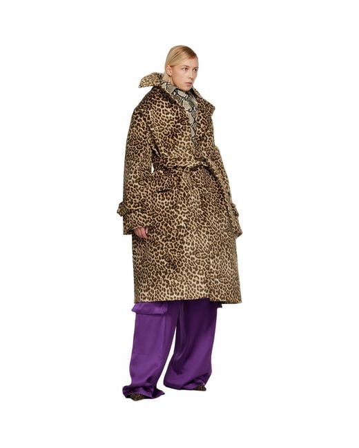 Duran Lantink Brown Oversized Faux-Suede Trench Coat