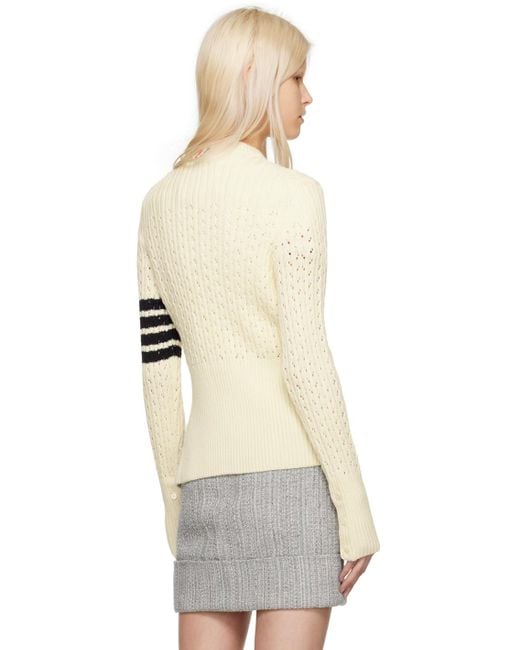 Thom Browne Natural Off-white 4-bar Sweater
