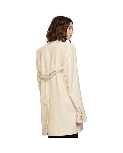 Rick Owens Natural Off- Concordians Dirt Tailored Ls Blazer