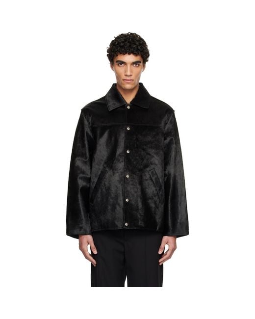 sunflower Black Cow Hide Coach Jacket for men