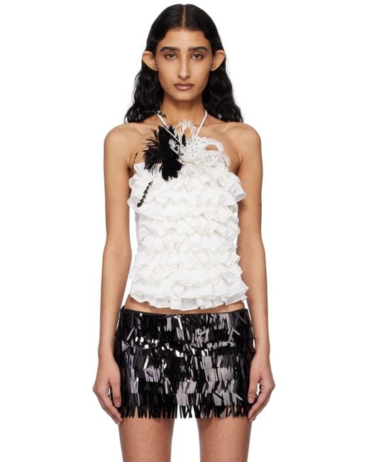 Fanci Club Black Soo Halter Ruffle Tank Top