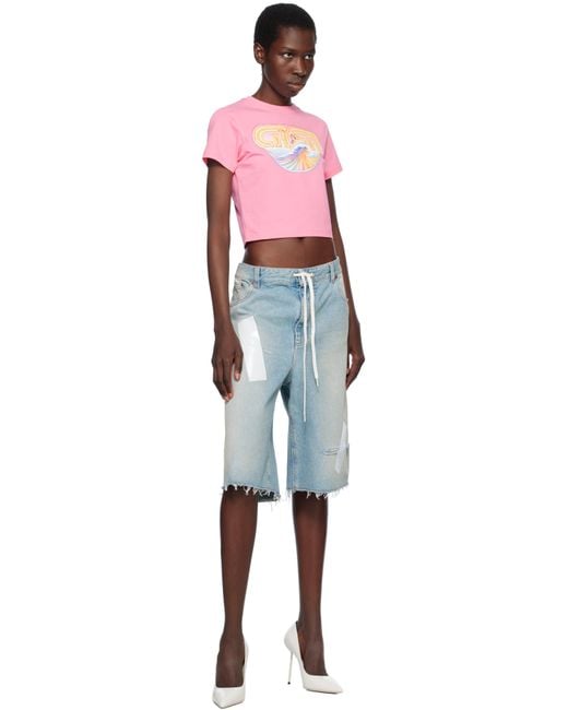 ★Casablanca★ ピンク Casa Surf クロップド Tシャツ pink-casa-surf-cropped-t-shirt.jpg