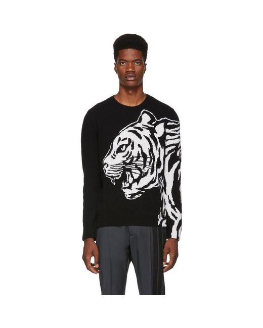Valentino Black Tiger Intarsia Sweater for men